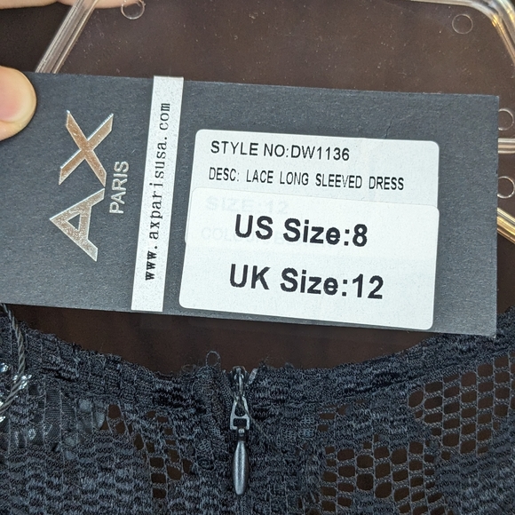 NWT, AX Paris Bodycon Midi Dress, Lace, Black, Size 8 - Picture 4 of 5